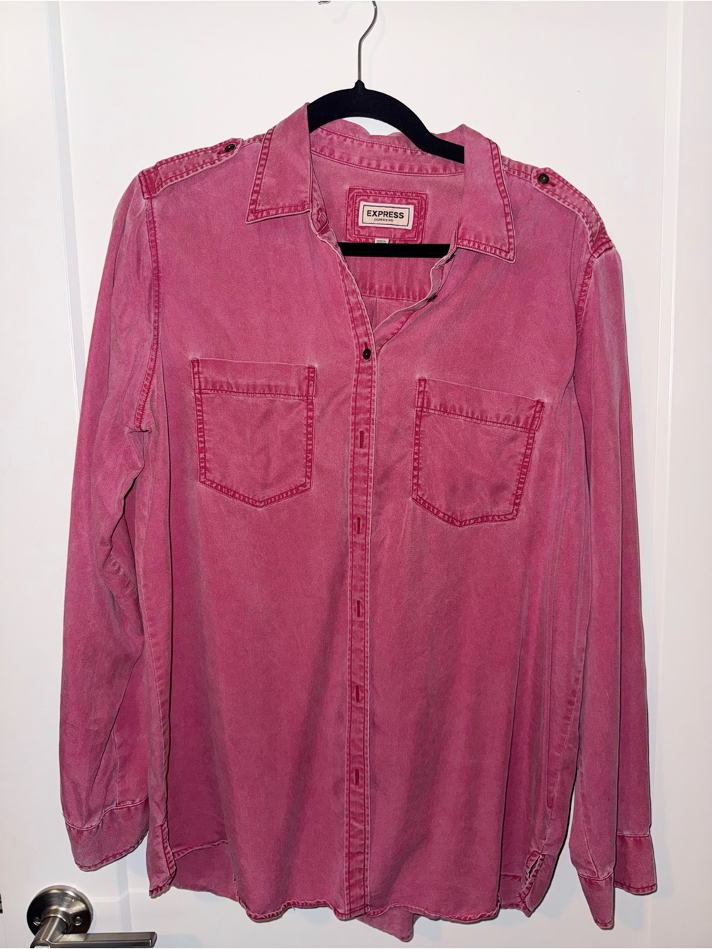 Express Dusty Rose Button Down Shirt Size Large 💕